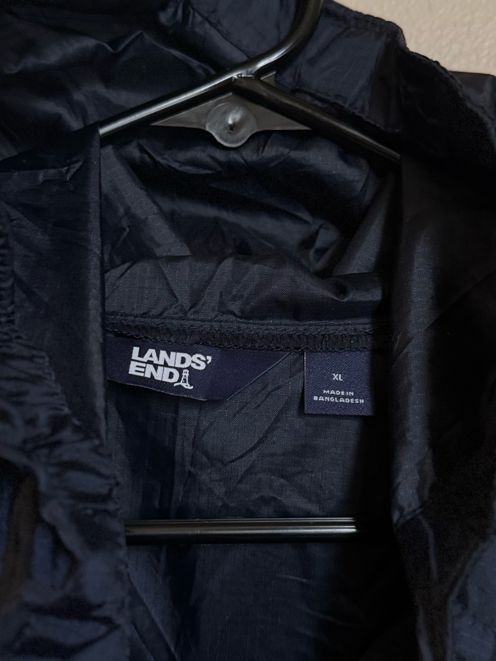 Lands’ End Lightweight Hooded Windbreaker Jacket Navy Blue Men’s XL - Picture 2 of 4